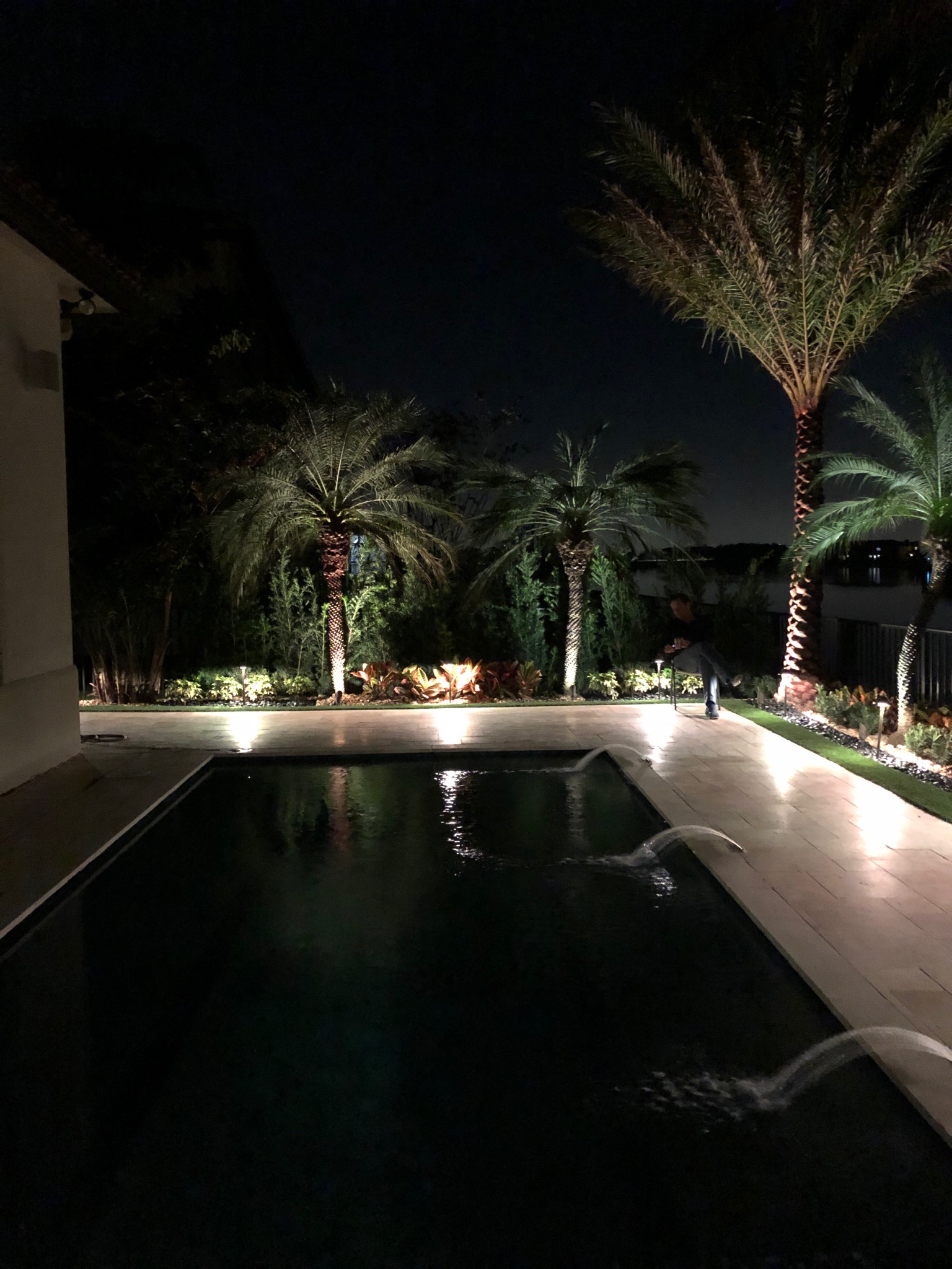 pool deck water features pavers decking arborist exterior lighting
