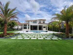 broward landscape design paver walkway pool deck water features